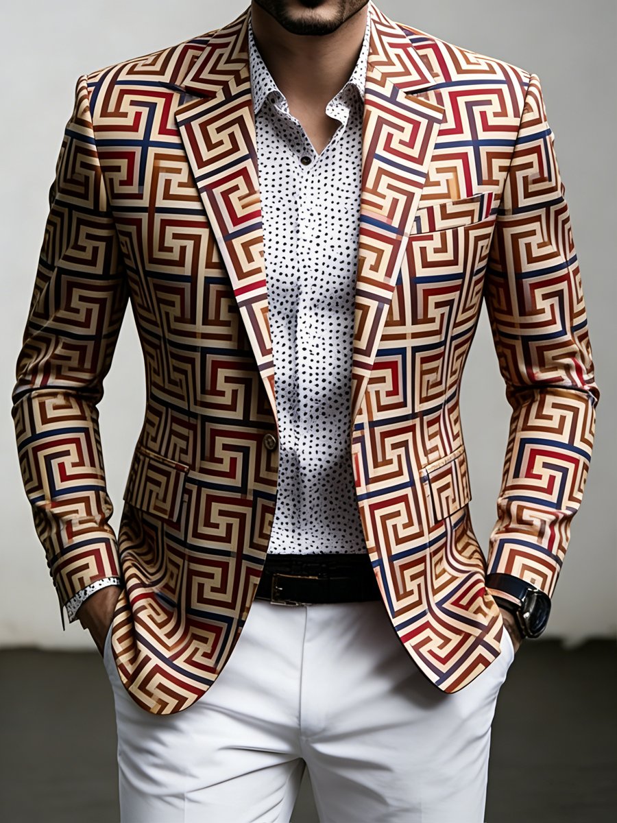 para hombre de lujo ejecutivo Style Pattern Print Suit chaqueta