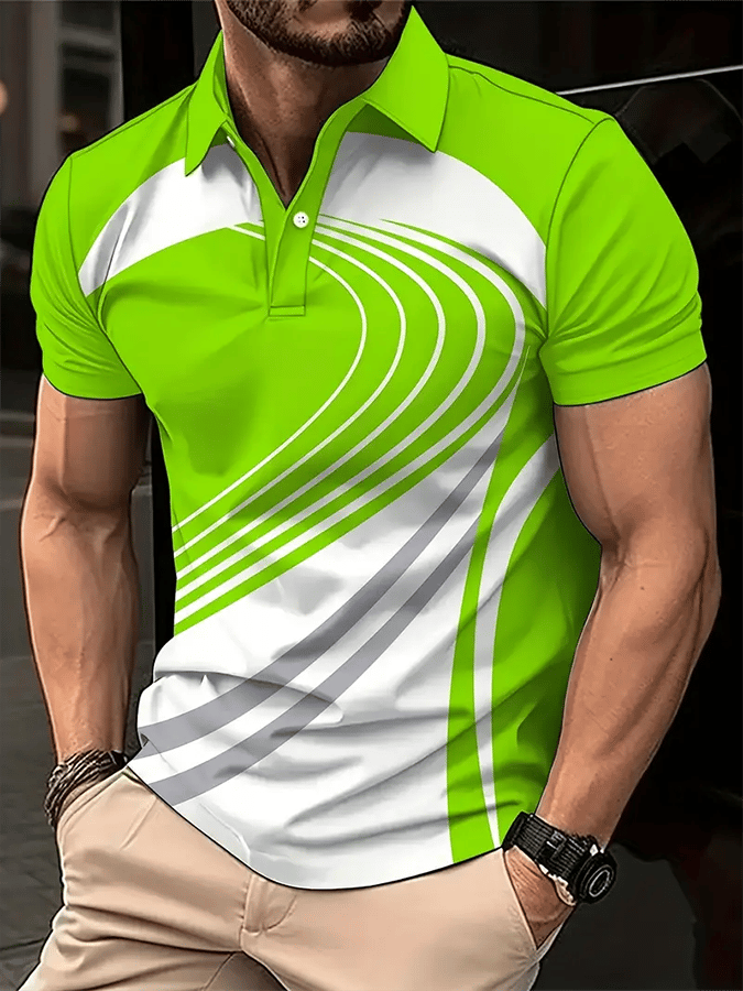 Camisa polo Golf casual estampado casual para hombre
