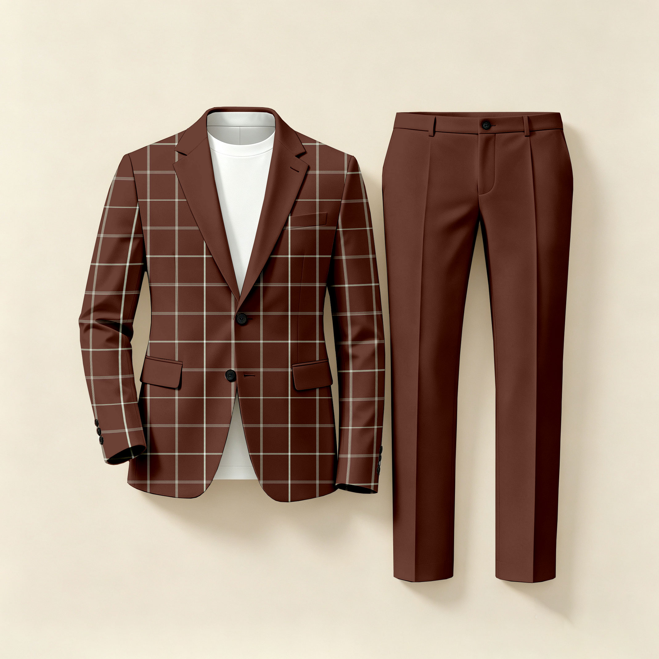 para hombre ejecutivo a rayas Print de manga larga camisa and pantalón Two-Piece Suit