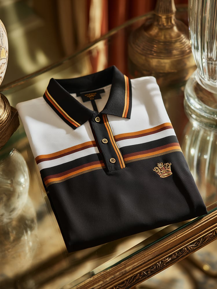 Camisa polo clásico ejecutivo Check Logo Button de manga corta para hombre