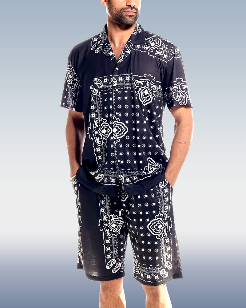 Shorts casual estampado 2 Piece Set para hombre
