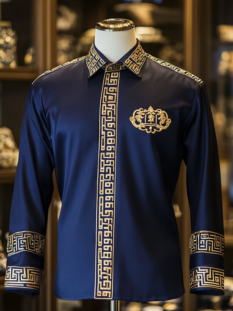 Camisa satén Luxe de manga larga con botones para hombre