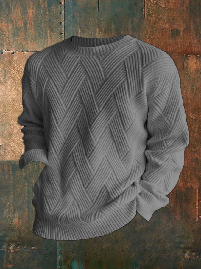 Sudadera a cuadros estampado Round Neck casual para hombre