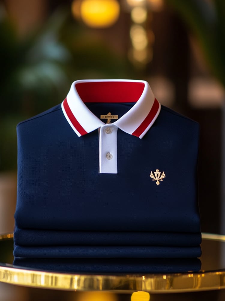 Camisa polo ejecutivo casual Logo Button de manga corta para hombre