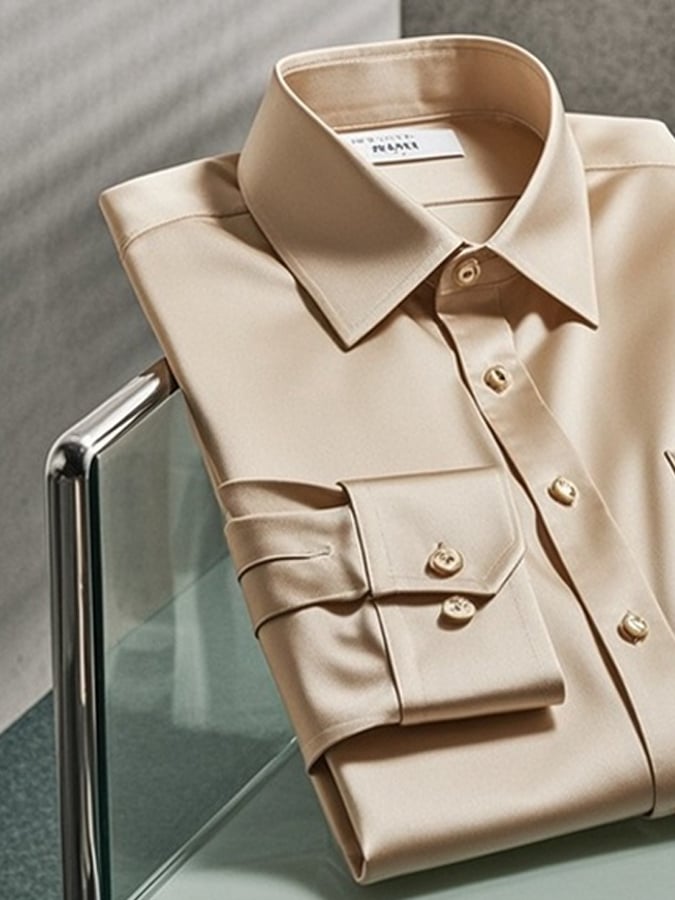 Camisa degradado solapa de manga larga para hombre