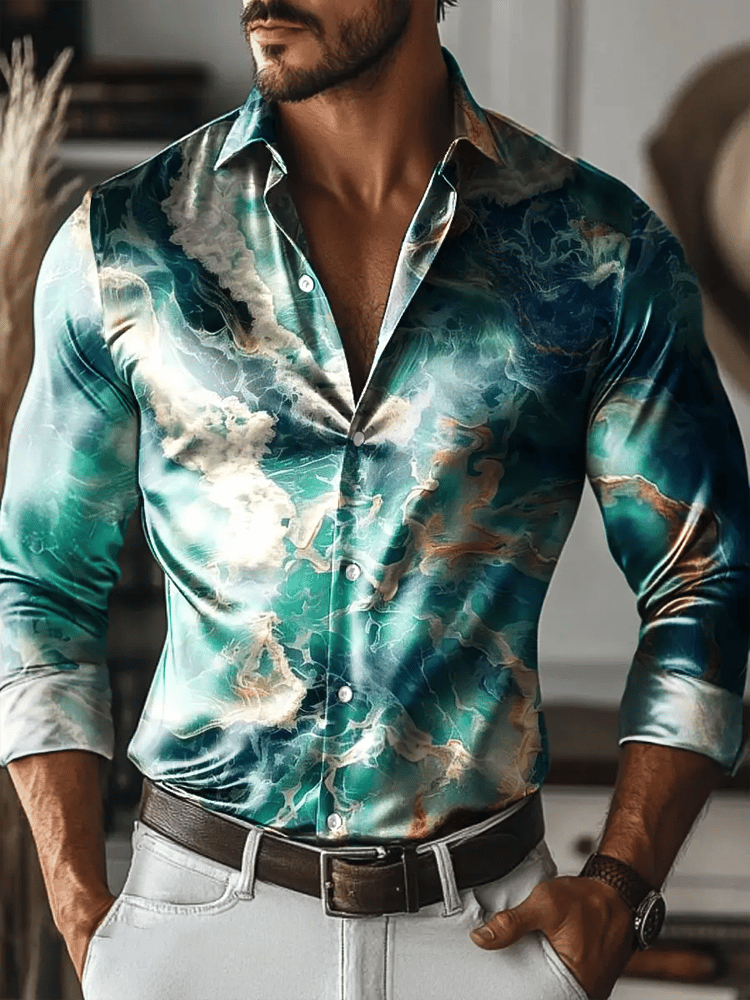 Camisa vintage de manga larga para hombre
