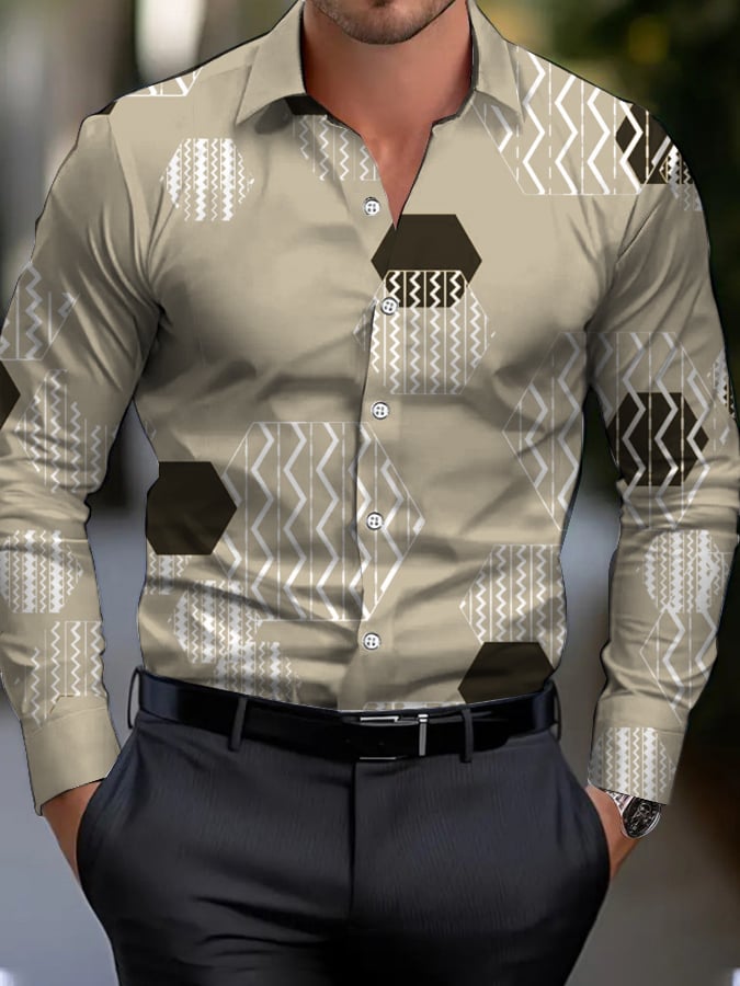 Ejecutivo Style geométrico Princamiseta para hombre