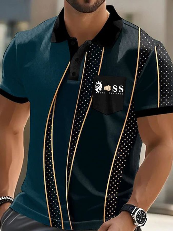 Camisa polo de moda ejecutivo Letter estampado casual de manga corta para hombre