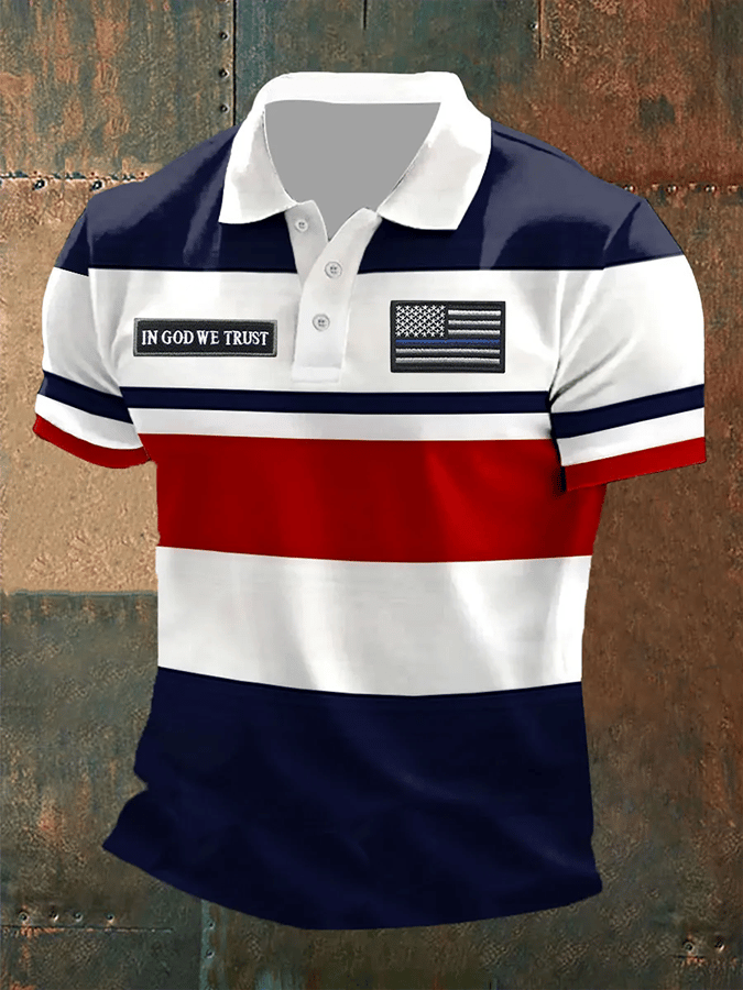 Camisa polo In God We Trust estampado casual para hombre