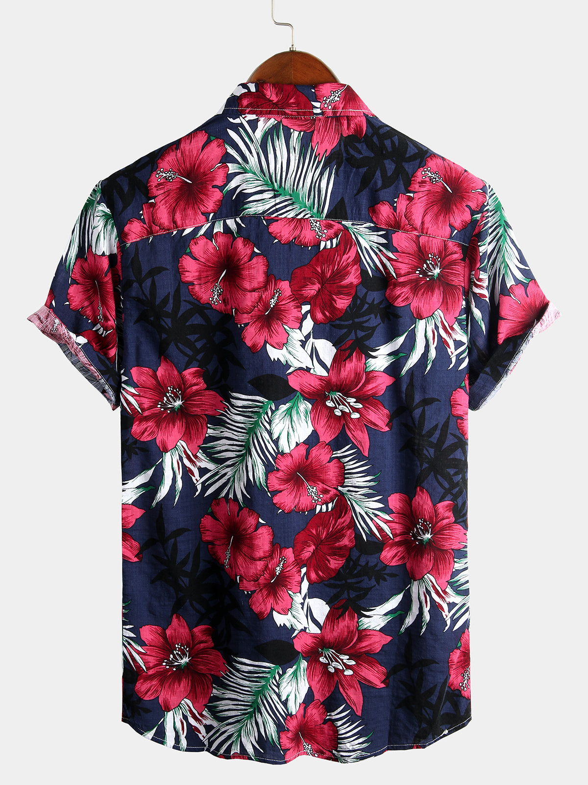 Camisa Flower Tropical Hawaii de algodón de manga corta para hombre