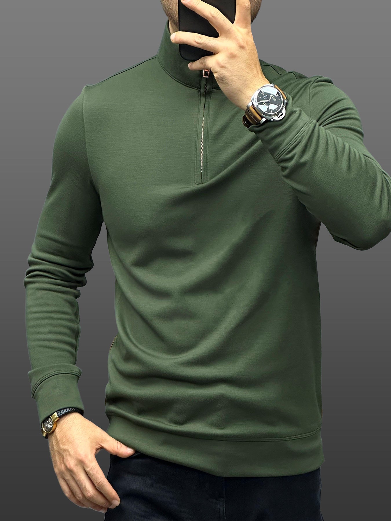 Sudadera SmoothBlend Half Zip Mock Neck