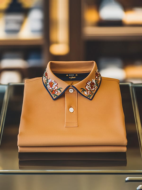 Camisa polo ejecutivo casual cuello floral Button para hombre