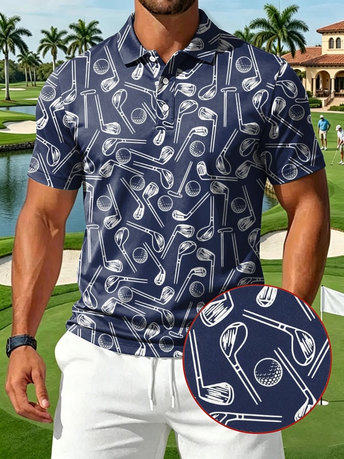 Camisa polo Golf Club estampado casual para hombre