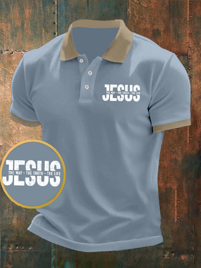Camisa polo Jesus The Way The Truth The Life estampado casual para hombre