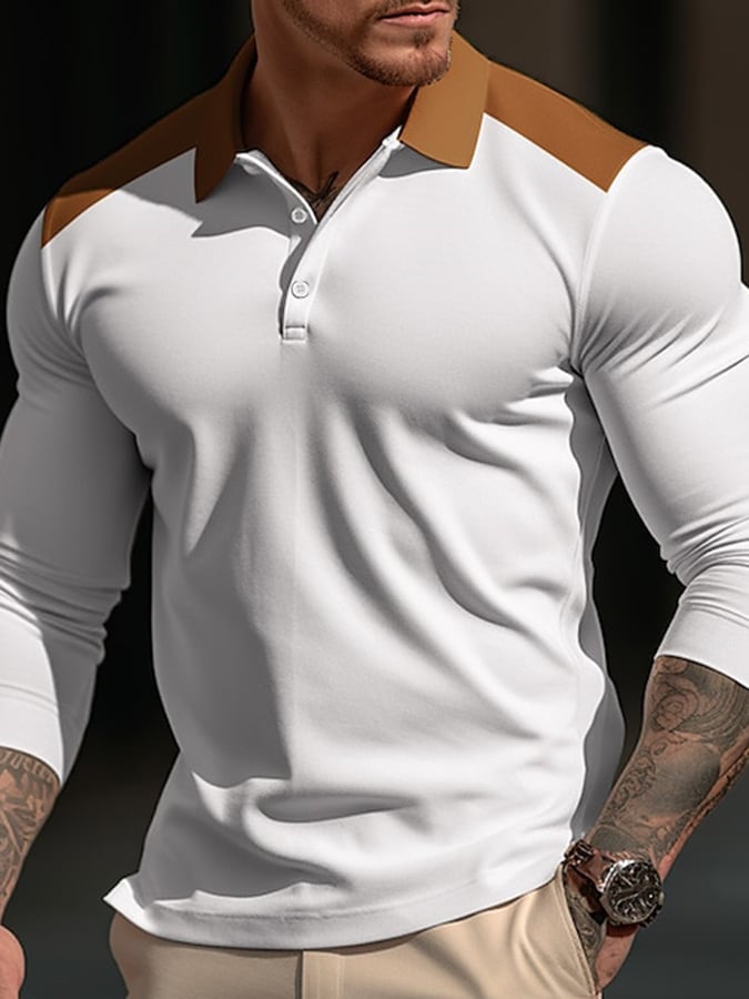 Camisa polo de moda estampado estampado solapa Pullover de manga larga