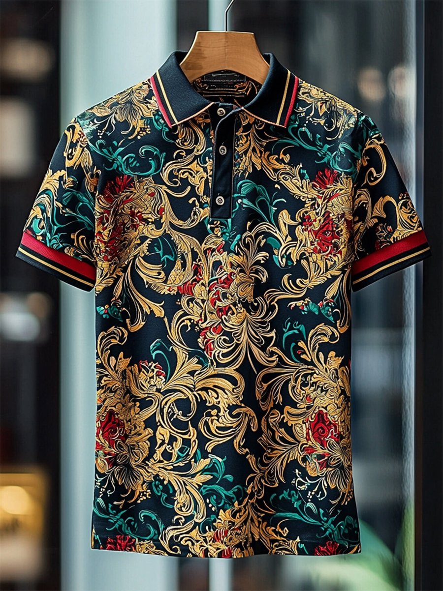 Camisa polo casual ejecutivo Button de manga corta para hombre