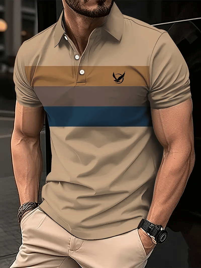 Camisa polo clásico ejecutivo Logo Button de manga corta para hombre