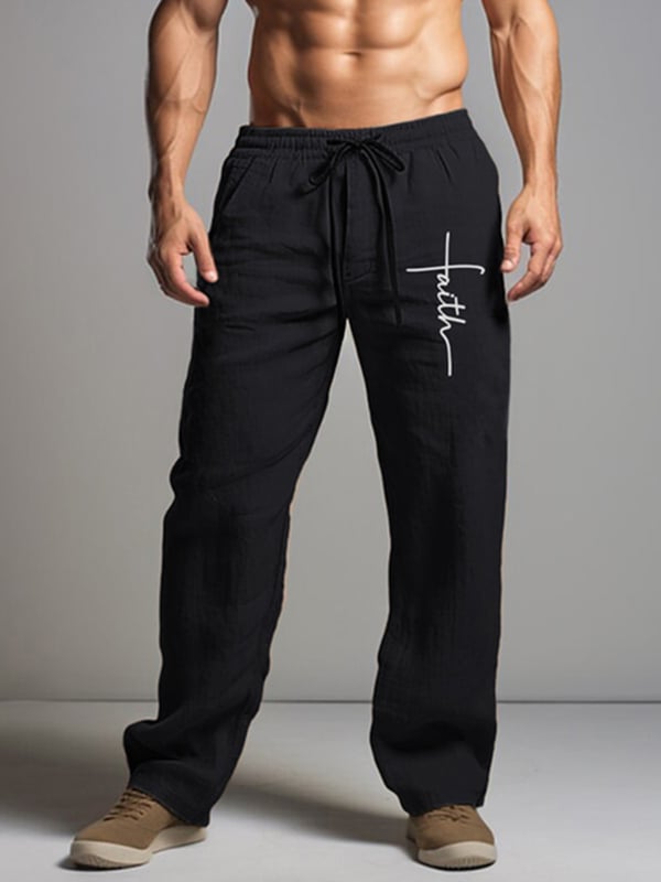Pantalón Drawstring Elastic Waist Straight Comfortable And transpirable para exterior Vacation Beach Vacation casual para hombre