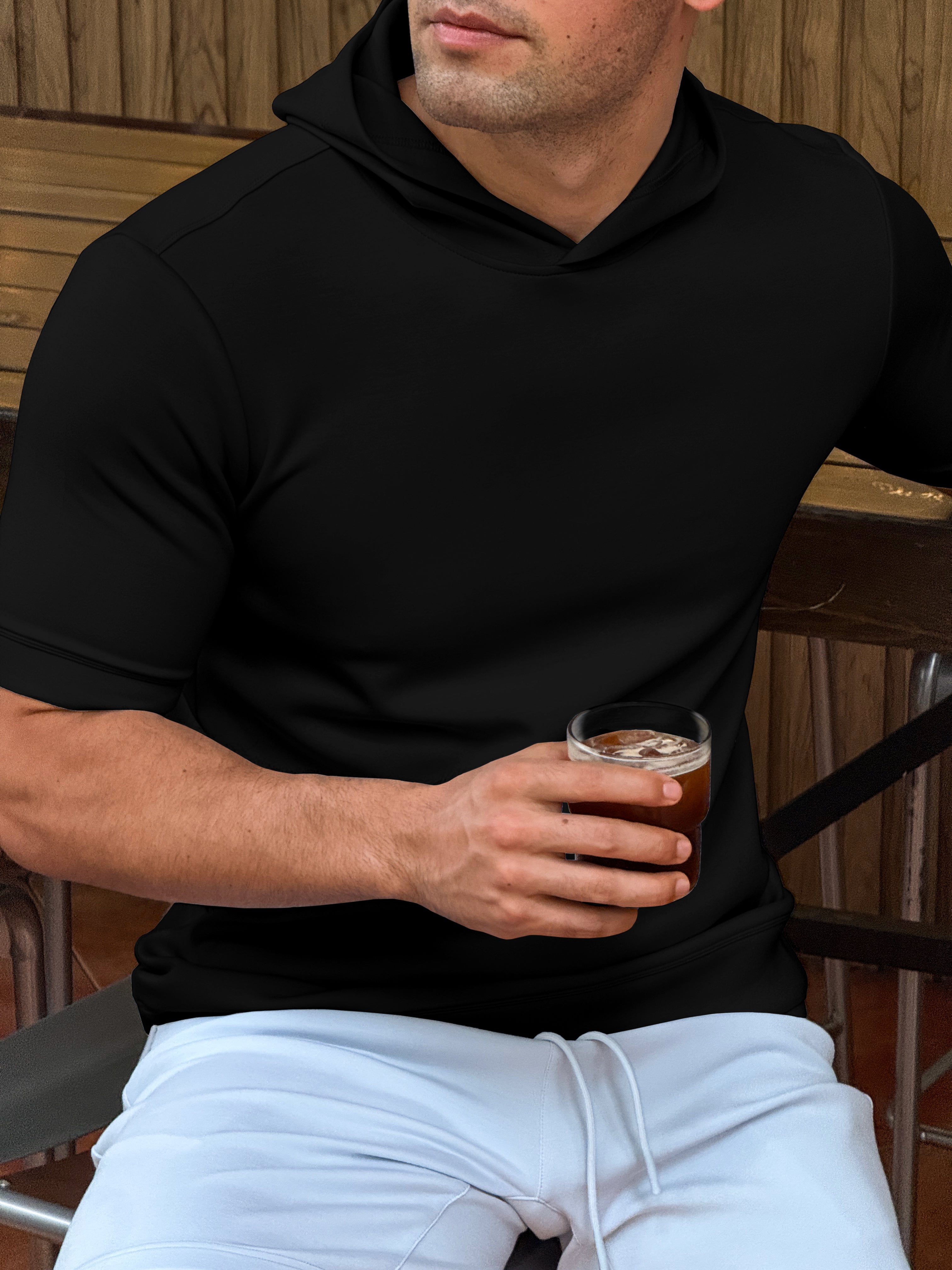 Sudadera Modal Blend de manga corta con gorrasucha