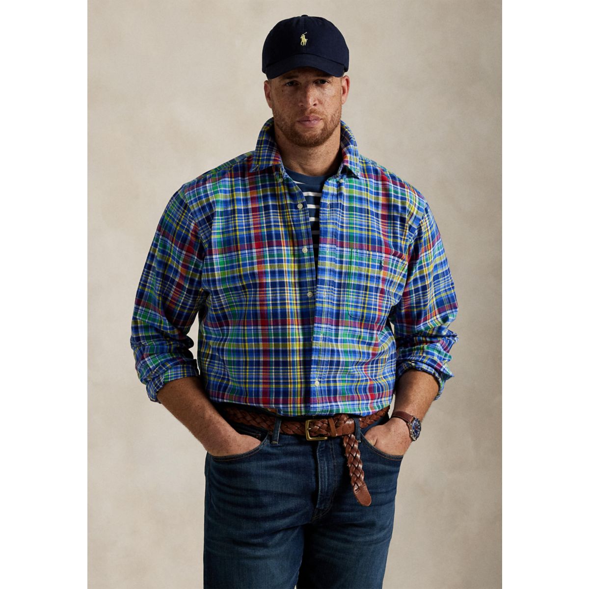 Big & Tall Plaid Oxford Shirt - 1