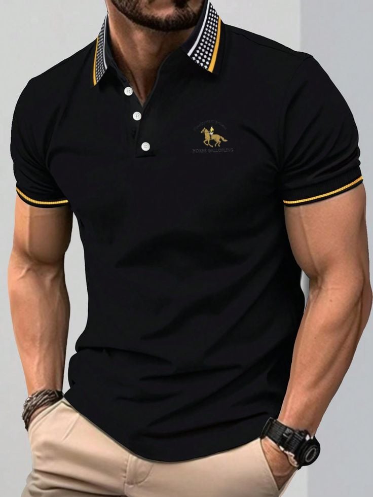 Camisa polo casual ejecutivo Button de manga corta para hombre