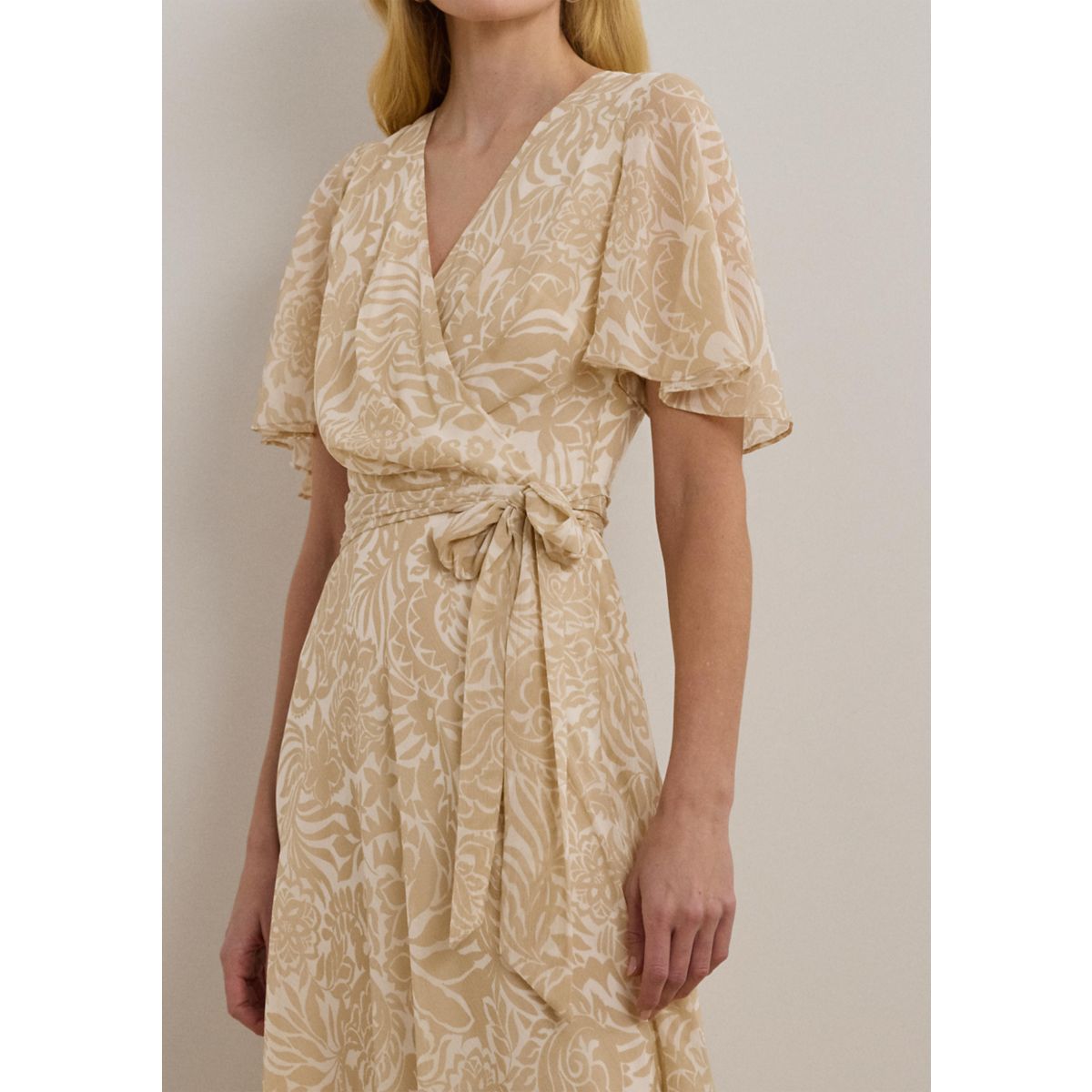 Floral Belted Crinkle Georgette Dress - 3