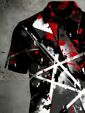Moisture Wicking 3D degradado Abstract geométrico de manga corta Golf Polo