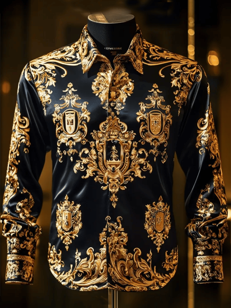 Camisa satén Luxe de manga larga con botones para hombre