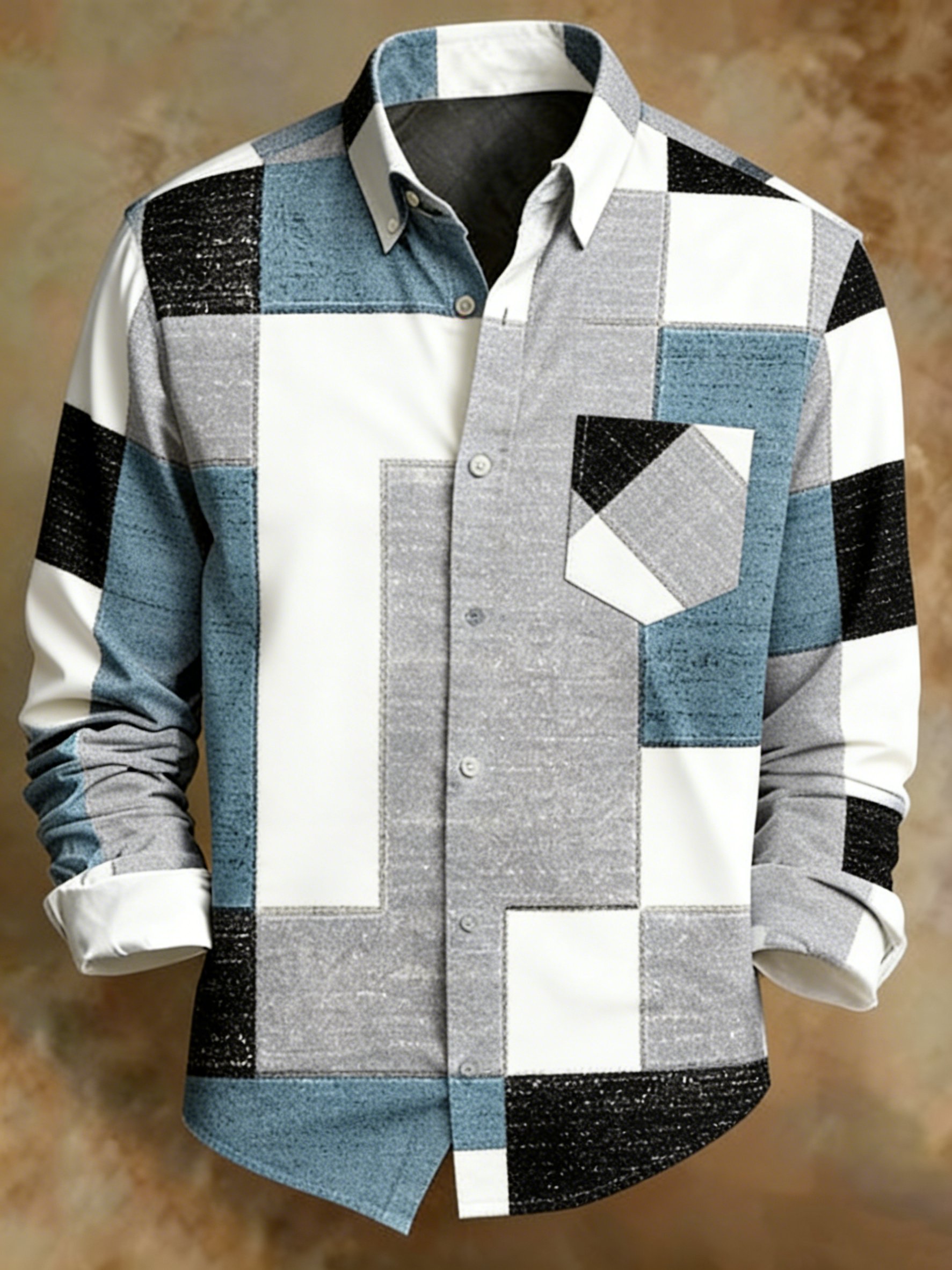 Geométrico degradado Color a cuadros Abstract Arcamiseta para hombre