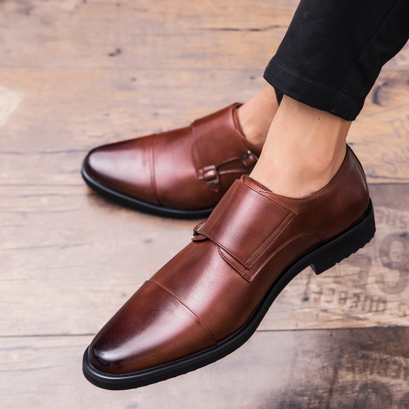 Zapatos ejecutivo casual British Double Buckle cuero