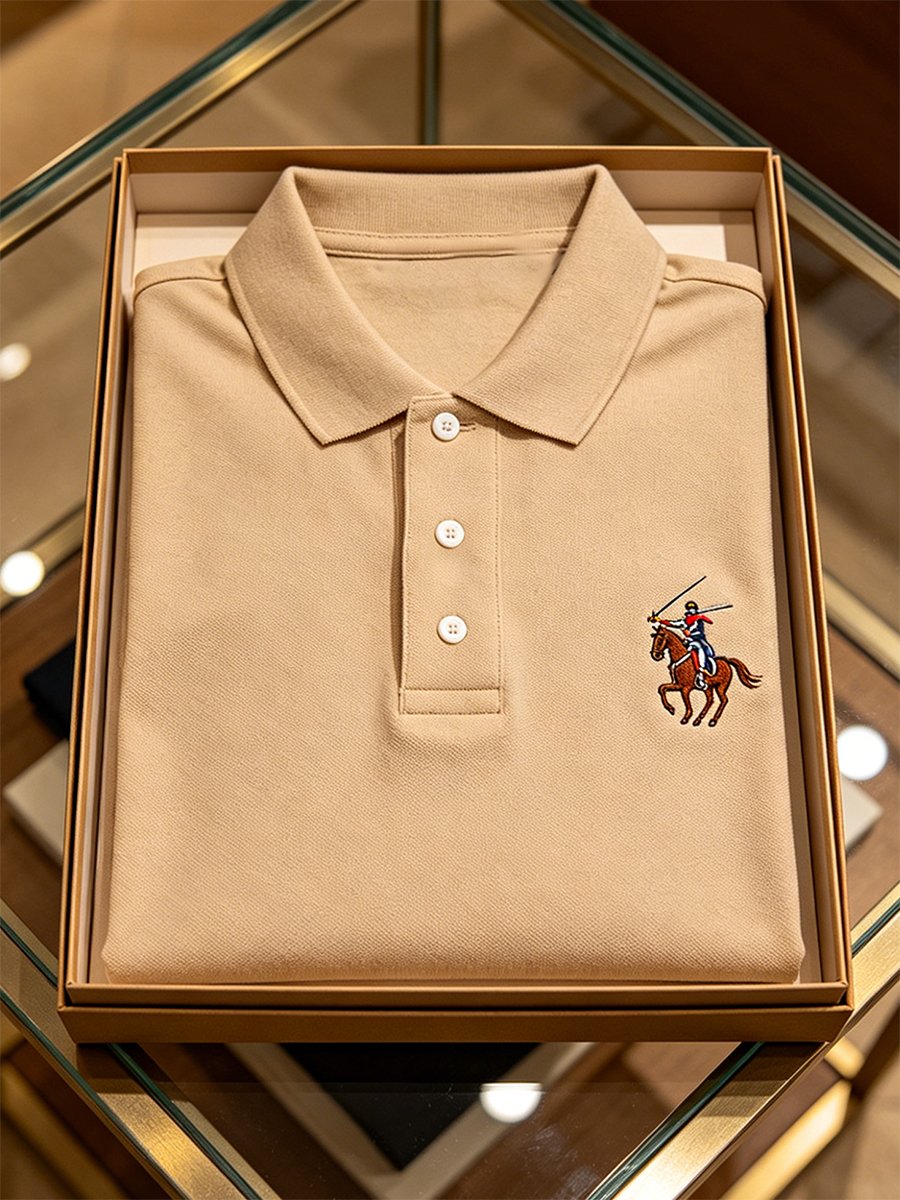 Camisa polo ejecutivo Horse Racing de manga corta para hombre