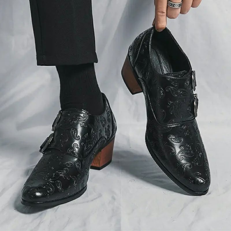 Zapatos Chunky Heel Sculpted de moda casual Buckle cuero para hombre