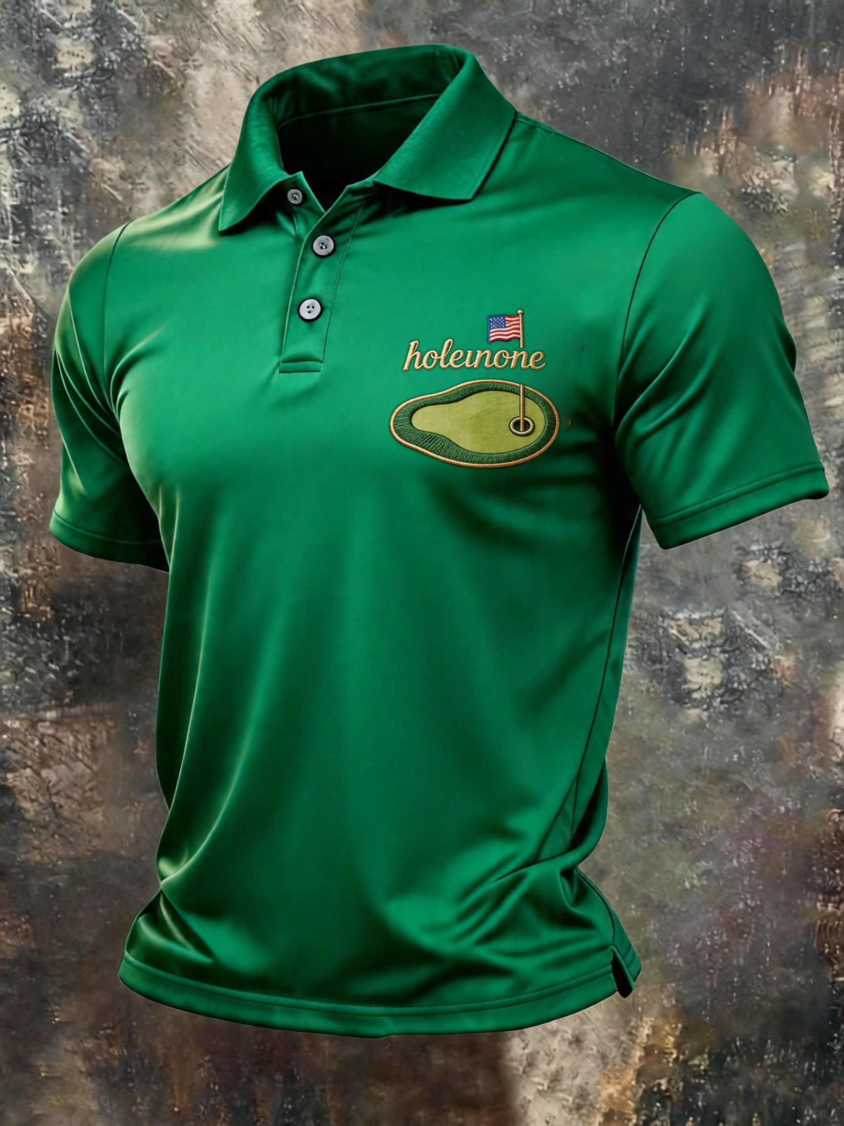 Camisa polo casual de manga corta with Golf Club Style estampado para hombre