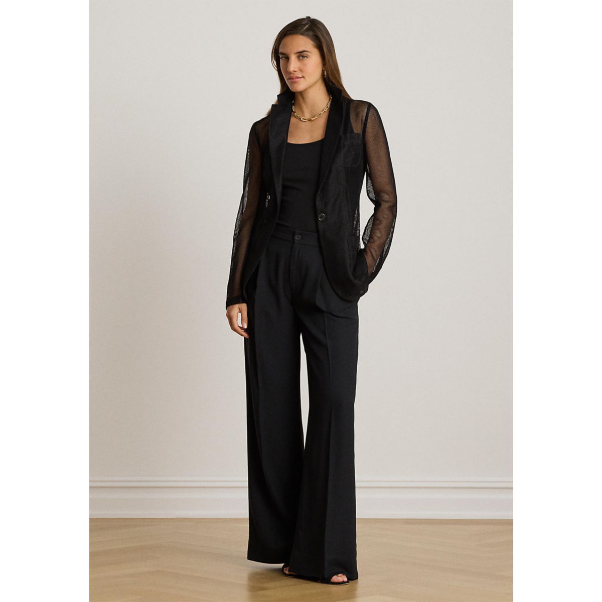 Petite Mesh Single-Button Blazer - 4