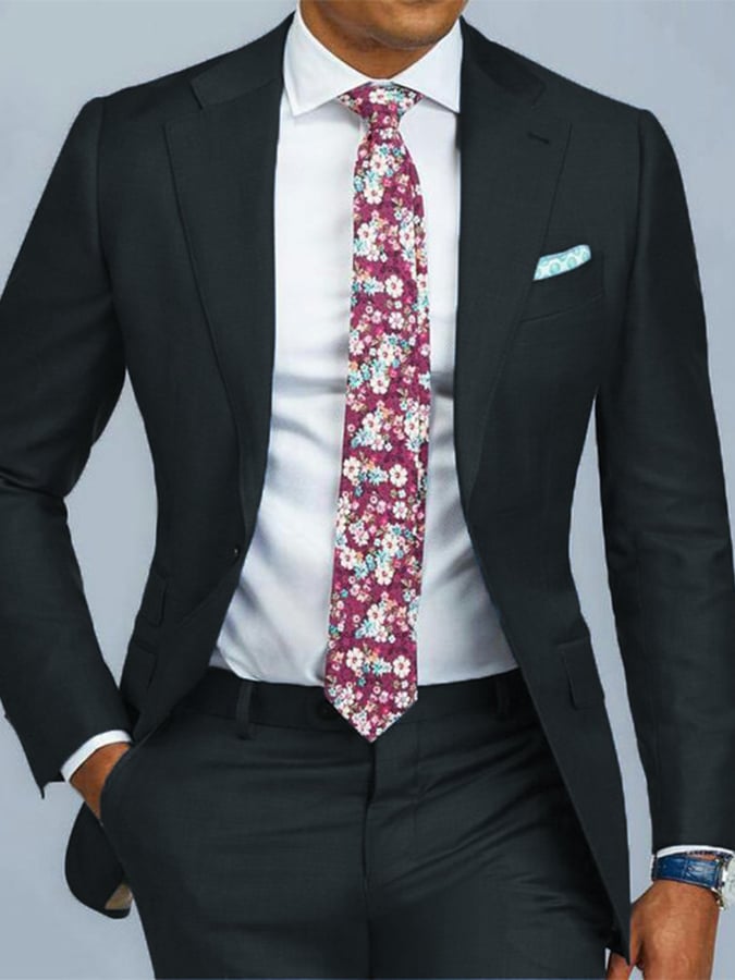 Ejecutivo Single-Breasted de color sólido Two-Piece Suit para hombre
