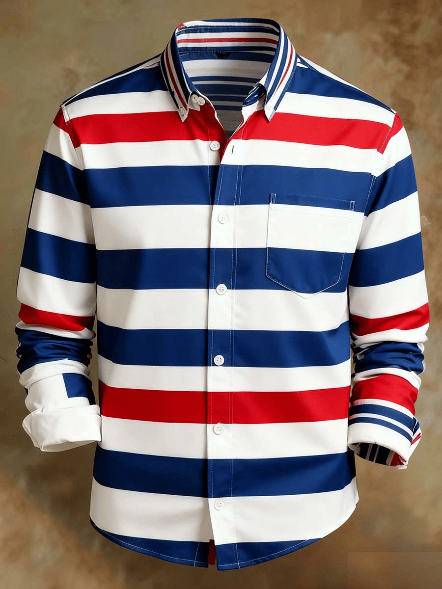 Camisa retro Abstract Art estampado Comfortable ejecutivo Style para hombre