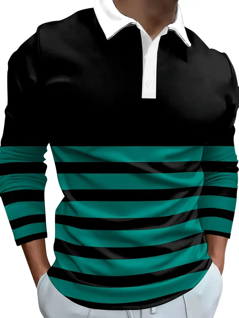 Camisa ejecutivo casual a rayas con botones para hombre
