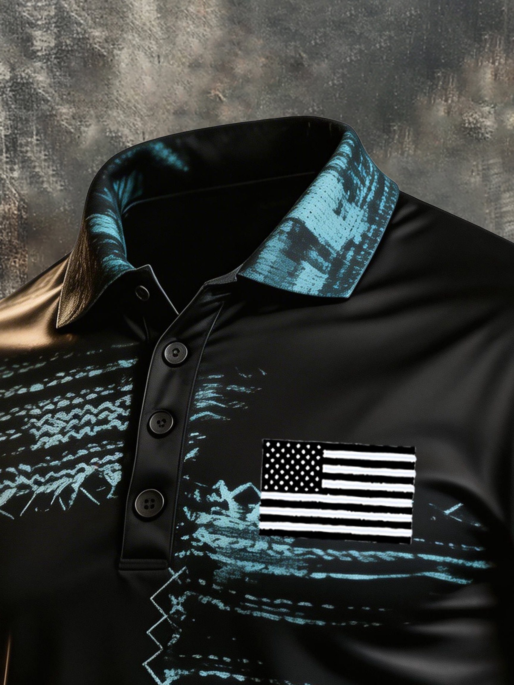 Camisa polo retro Patriotic Color-Block de manga corta para hombre