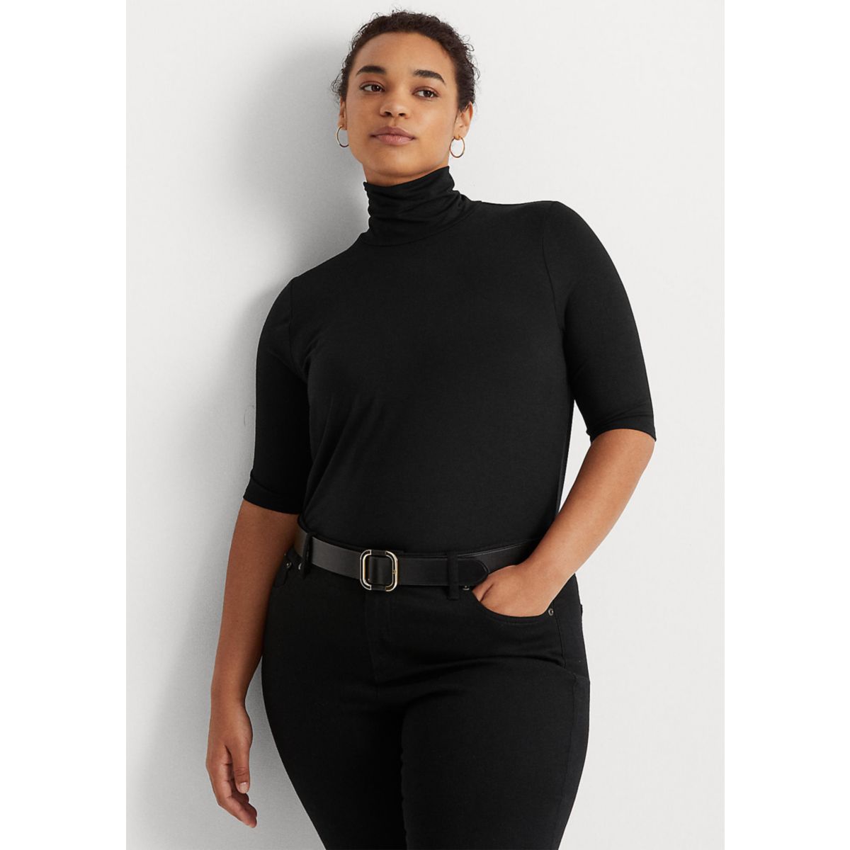 Plus Size Knit Turtleneck Sweater - 1