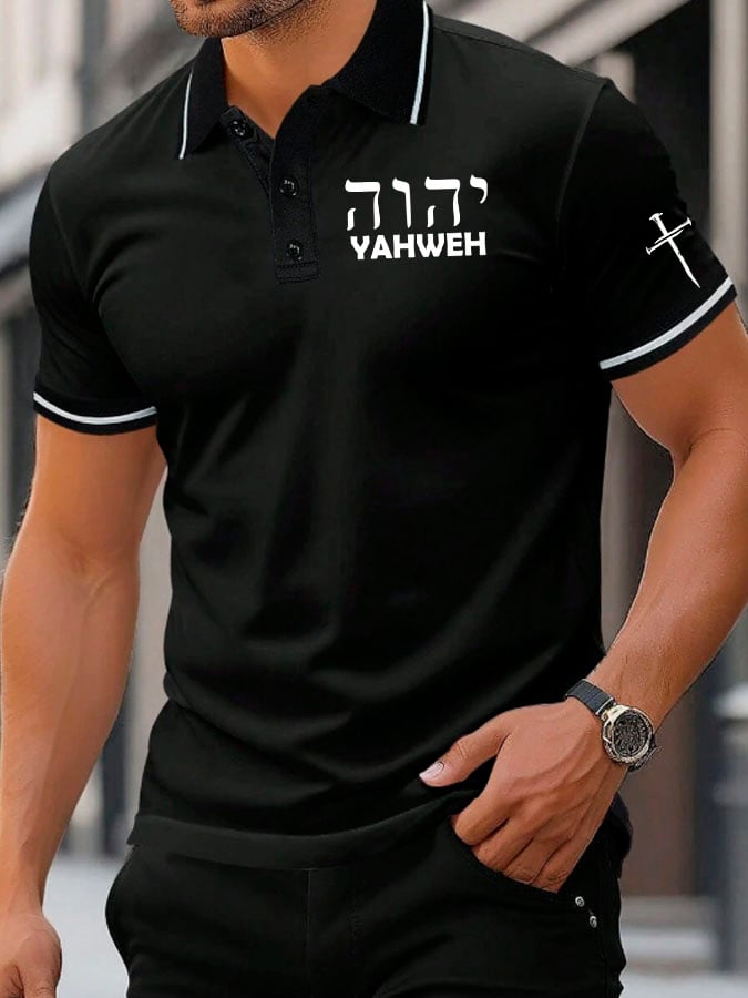 Camisa polo YAHWEH estampado casual para hombre