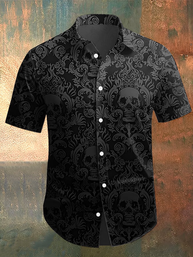 Camisa Skull estampado casual para hombre