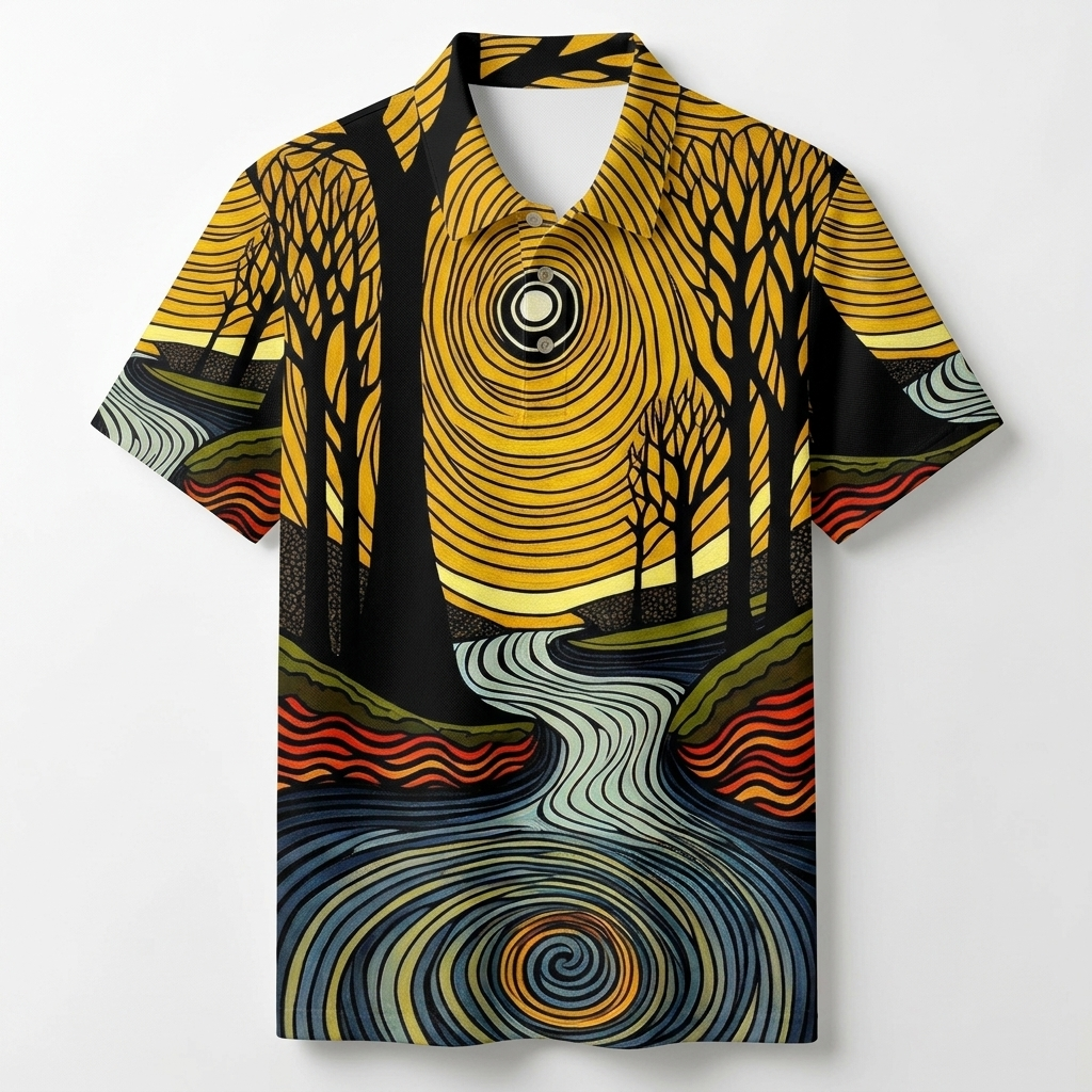 Summer de moda Abstract Painting With Contrasting Colors estampado Polo de manga corta para hombre