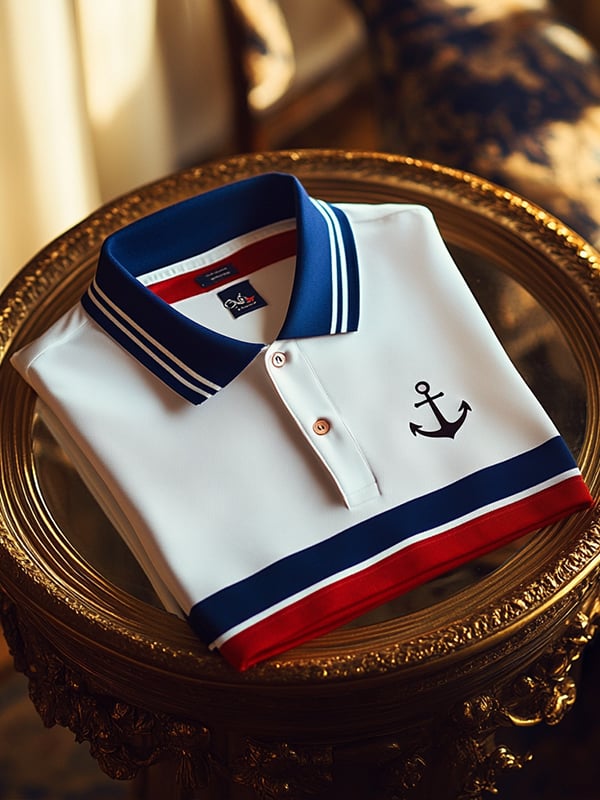 Camisa polo ejecutivo rayas Logo con botones de manga corta para hombre