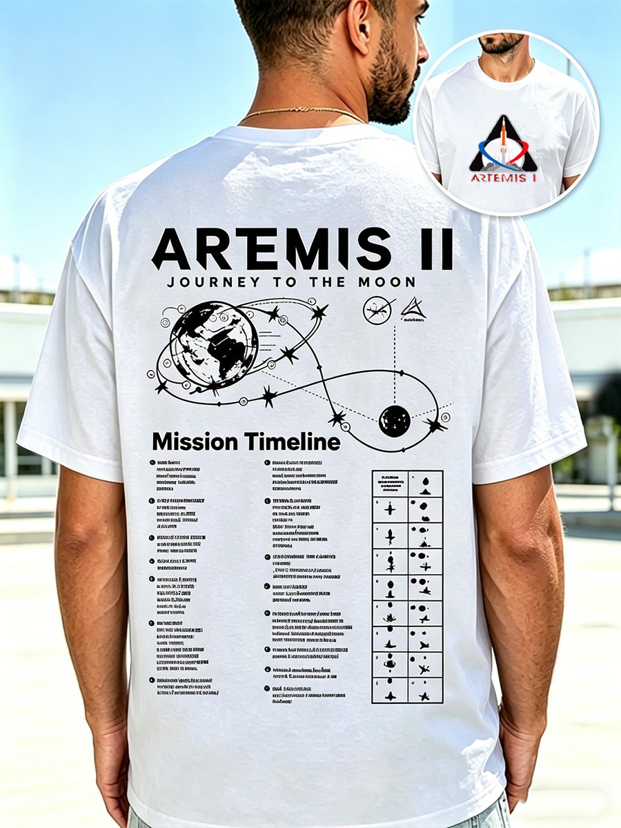 Camiseta Artemis II estampado casual para hombre