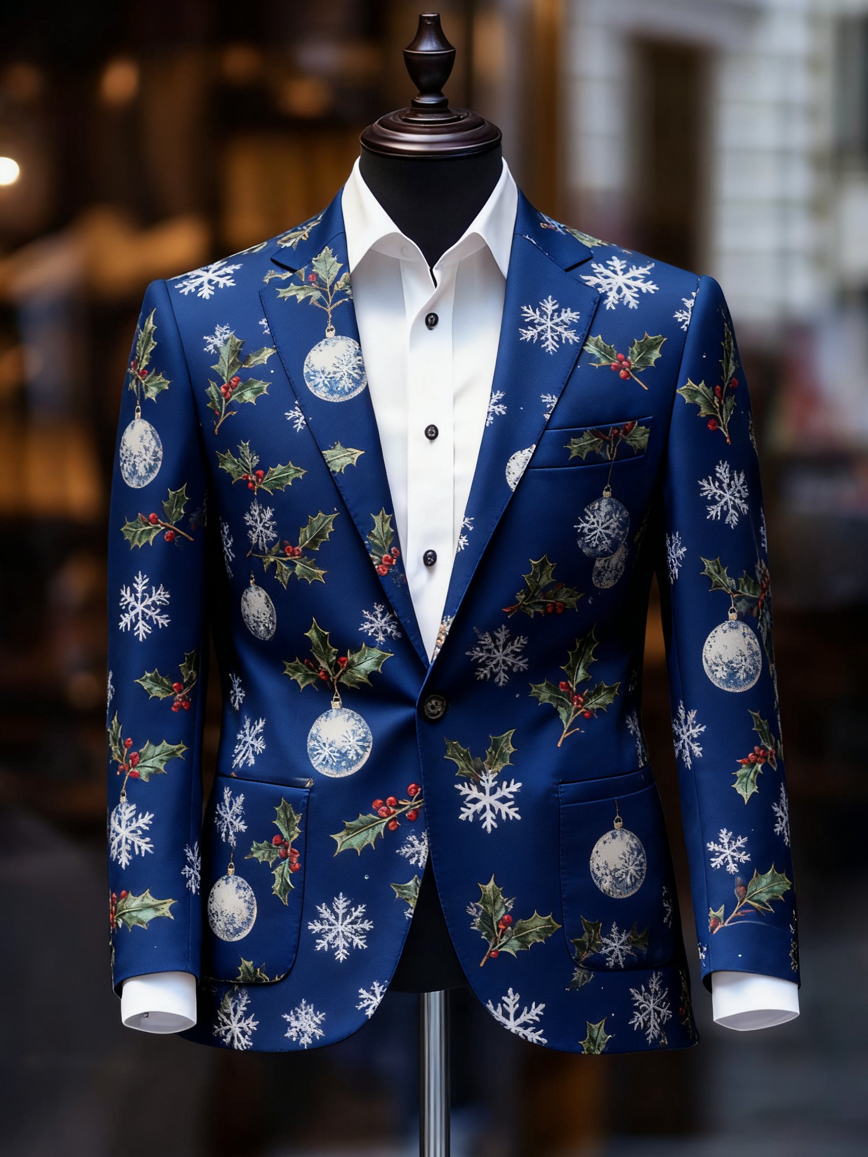 Christmas casual estampado Large bolsillo sacos para hombre