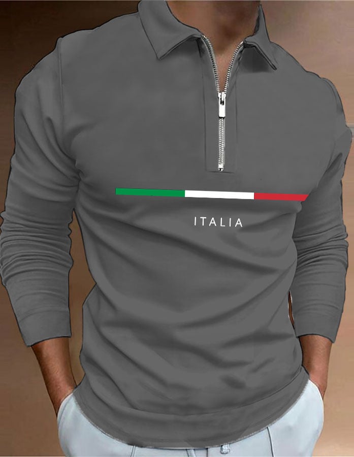 Camisa polo "Italy" estampado con cierre para hombre