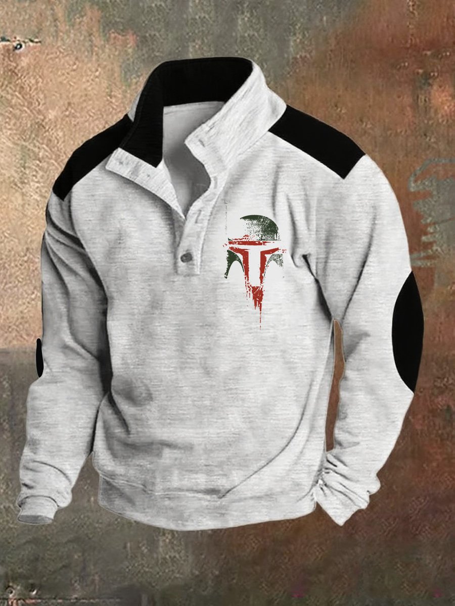 Sudadera retro Polo Neck Logo Button para hombre