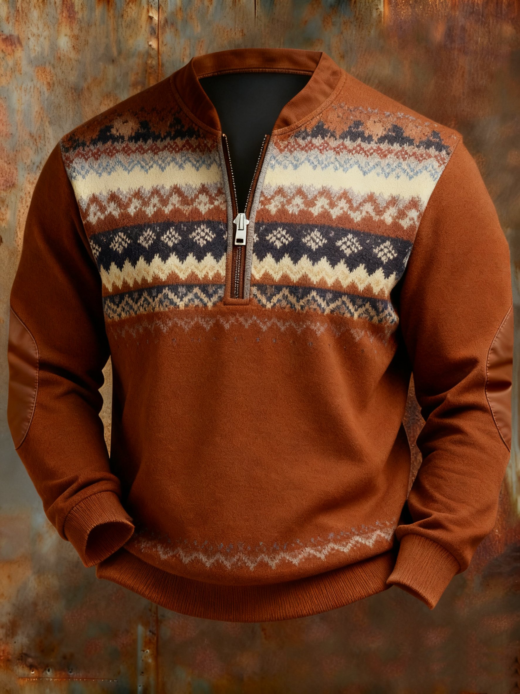 Sudadera Fair Isle geométrico estampado cierre
