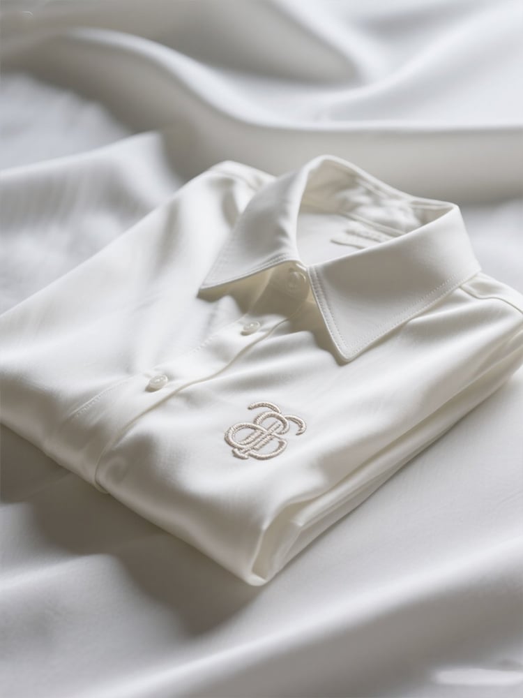 Camisa ejecutivo casual Logo solapa de manga corta para hombre