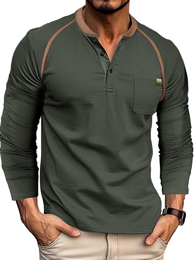 Camisa polo Sports casual Raglan Sleeve Half Button